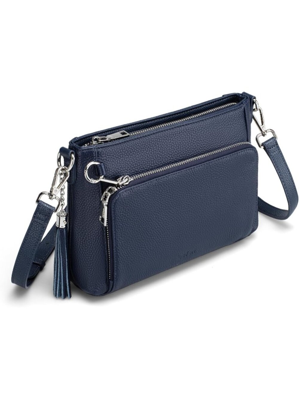 👜Women's Navy Blue Genuine Leather Anti Theft RFID Crossbody Bag Wallet Purse